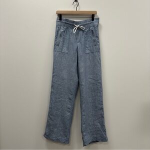 Athleta Cabo Linen Wide Leg Pants in Blue Chambray - 4T